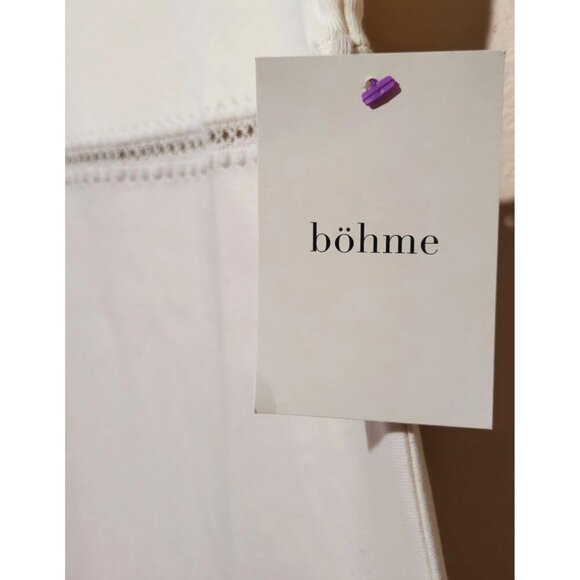 Böhme Womens L Cream Two-Tone Short Sleeve Dress With Lace Trim Detail New - Picture 4 of 9